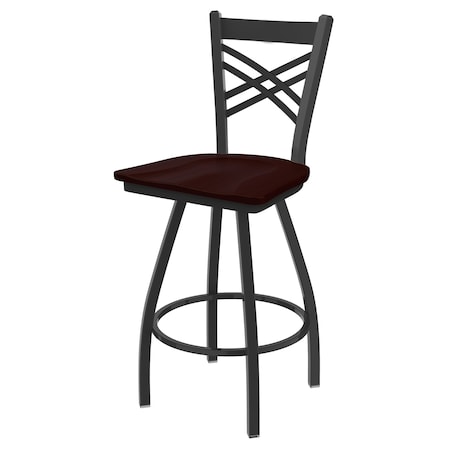 Holland Bar Stool Co 36" Swivel Bar Stool, Pewter Finish, Dark Cherry Oak Seat 82036PWDCOak